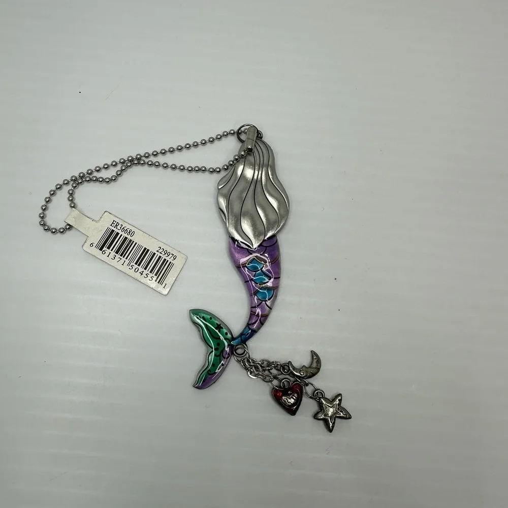 Ganz Mermaid Keychain Metal Enamel Purple Tail Charm Beach Ocean Theme